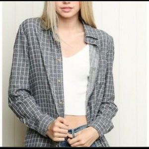 Brandy Melville Plaid Button Down Long Sleeve Top